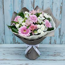 Букет цветов из:  Герберы, Альстромерии и Хризантемы в Щелкино