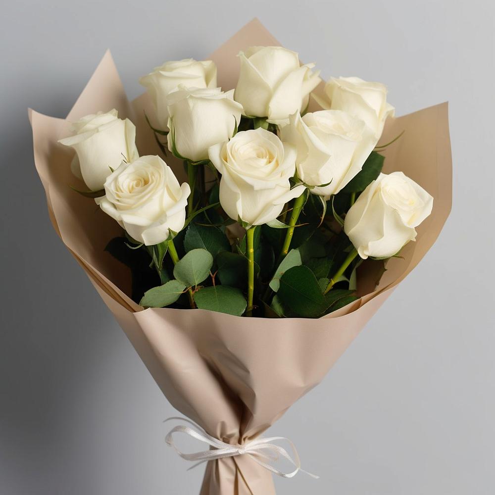 Букет 9 Белых роз Эдлесс Лав в Щелкино