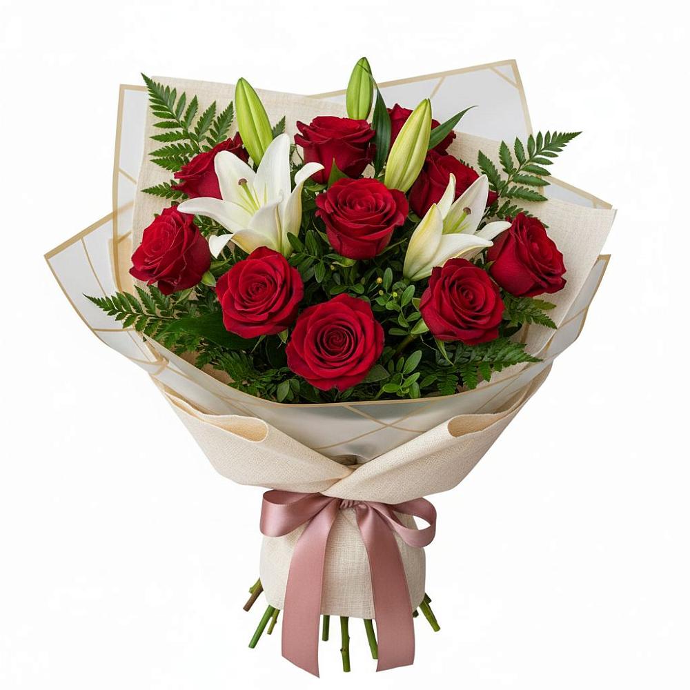 Букет цветов из: Лилии и Розы в Щелкино