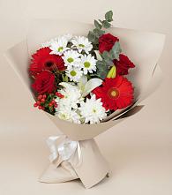 Букет цветов из:  Розы, Хризантемы, Герберы и Лилии в Щелкино
