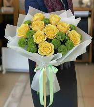 Букет цветов из:  Хризантемы и Розы в Щелкино