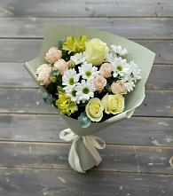 Букет цветов из:  Альстромерии, Розы и Хризантемы в Щелкино